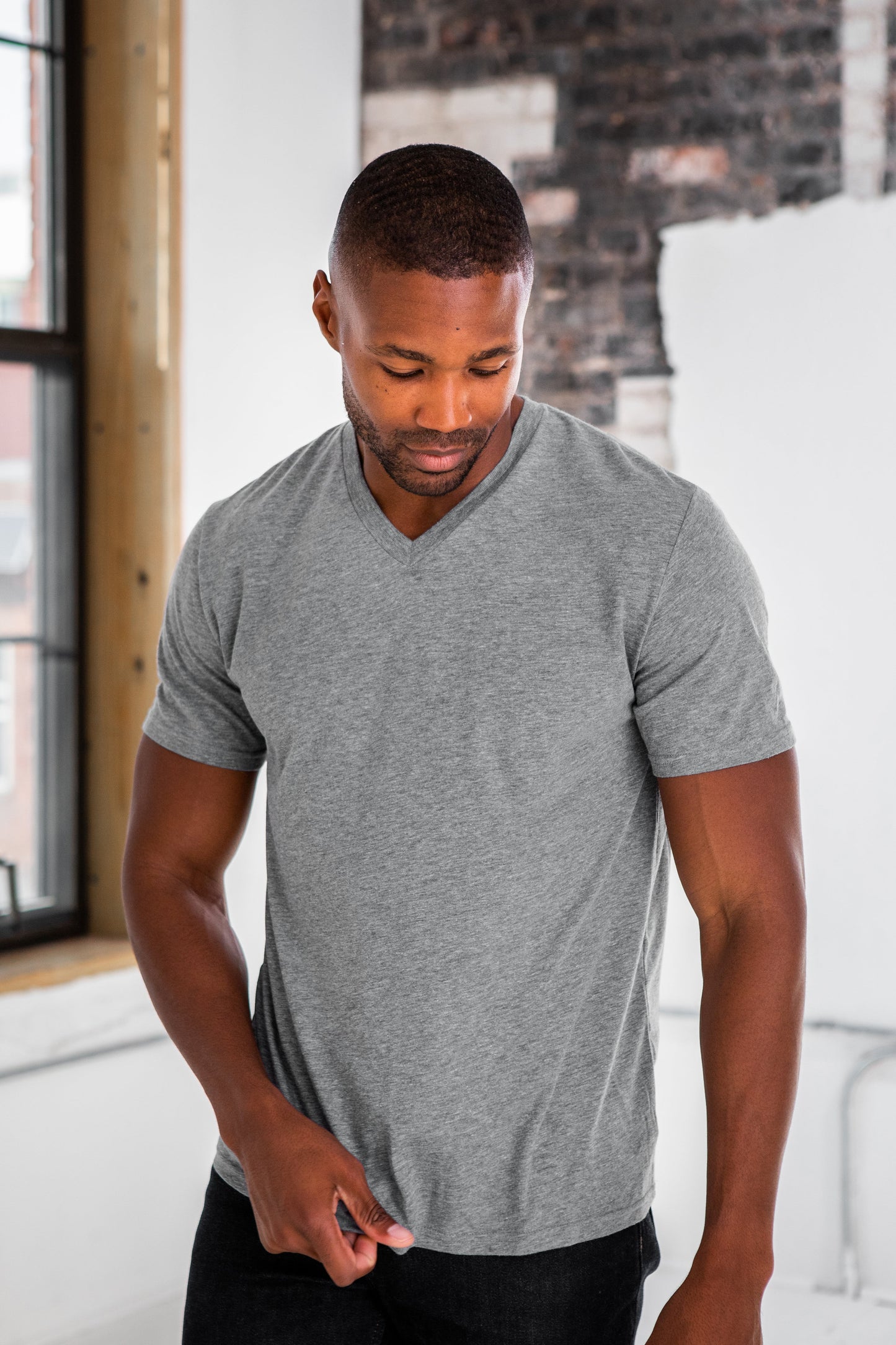 GOEX Unisex Eco-Triblend Short Sleeve V-Neck Tee