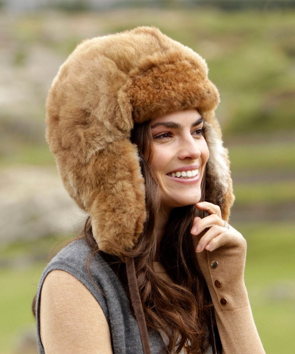 100% Baby Alpaca RCMP Fur Hat With Earflaps Chullo