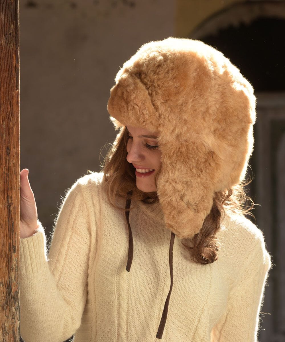 100% Baby Alpaca RCMP Fur Hat With Earflaps Chullo