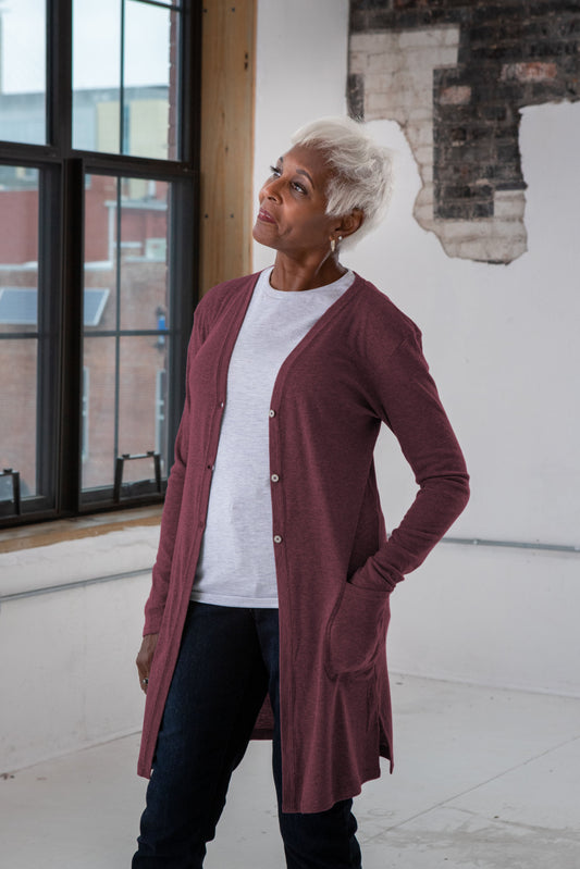 GOEX Ladies Eco-Triblend Rib Cardigan