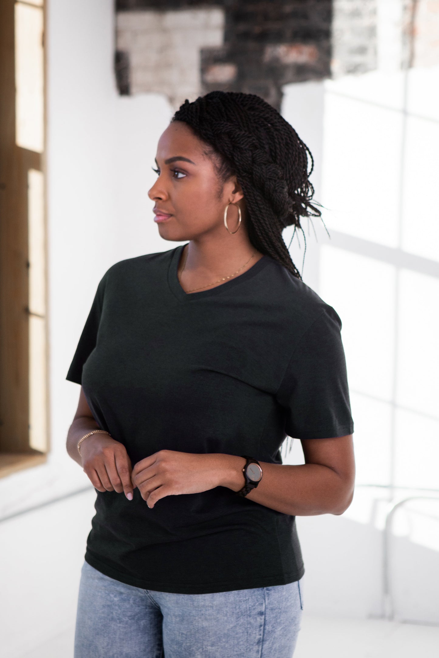 GOEX Unisex Eco-Triblend Short Sleeve V-Neck Tee