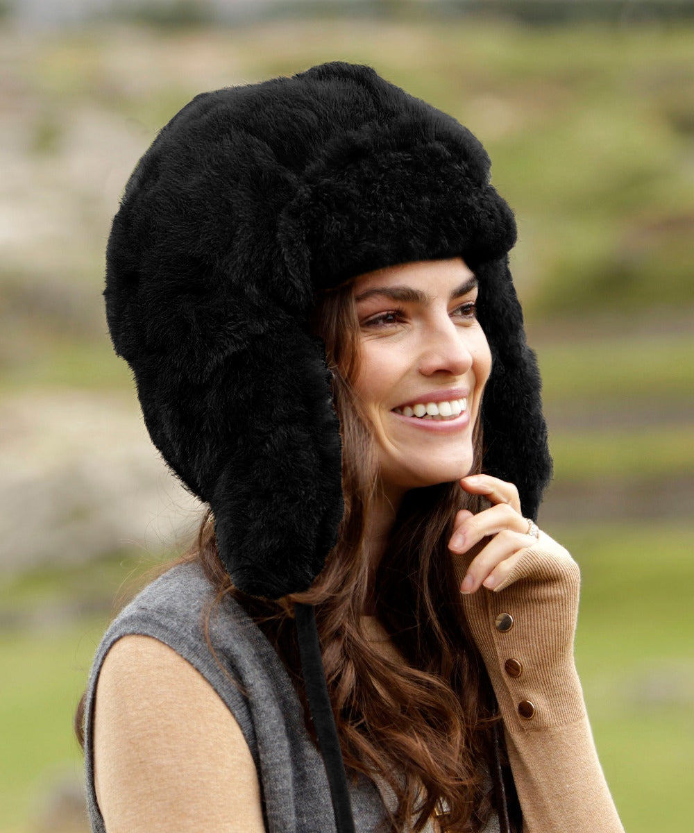 100% Baby Alpaca RCMP Fur Hat With Earflaps Chullo