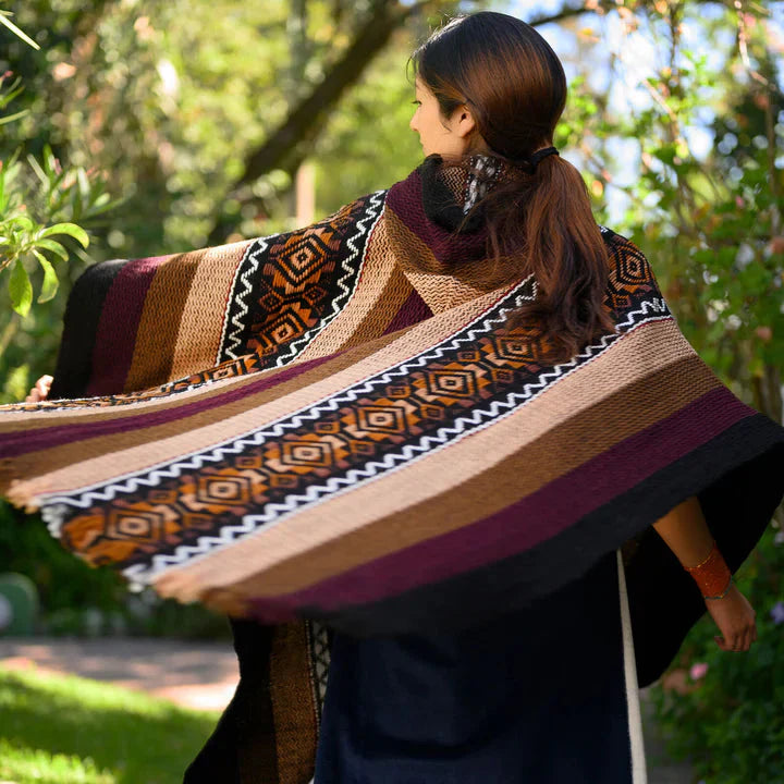 Khaki and Lilac LLAMA Poncho