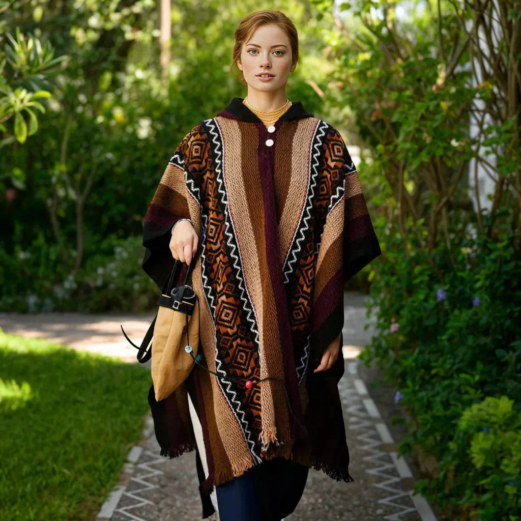 Khaki and Lilac LLAMA Poncho
