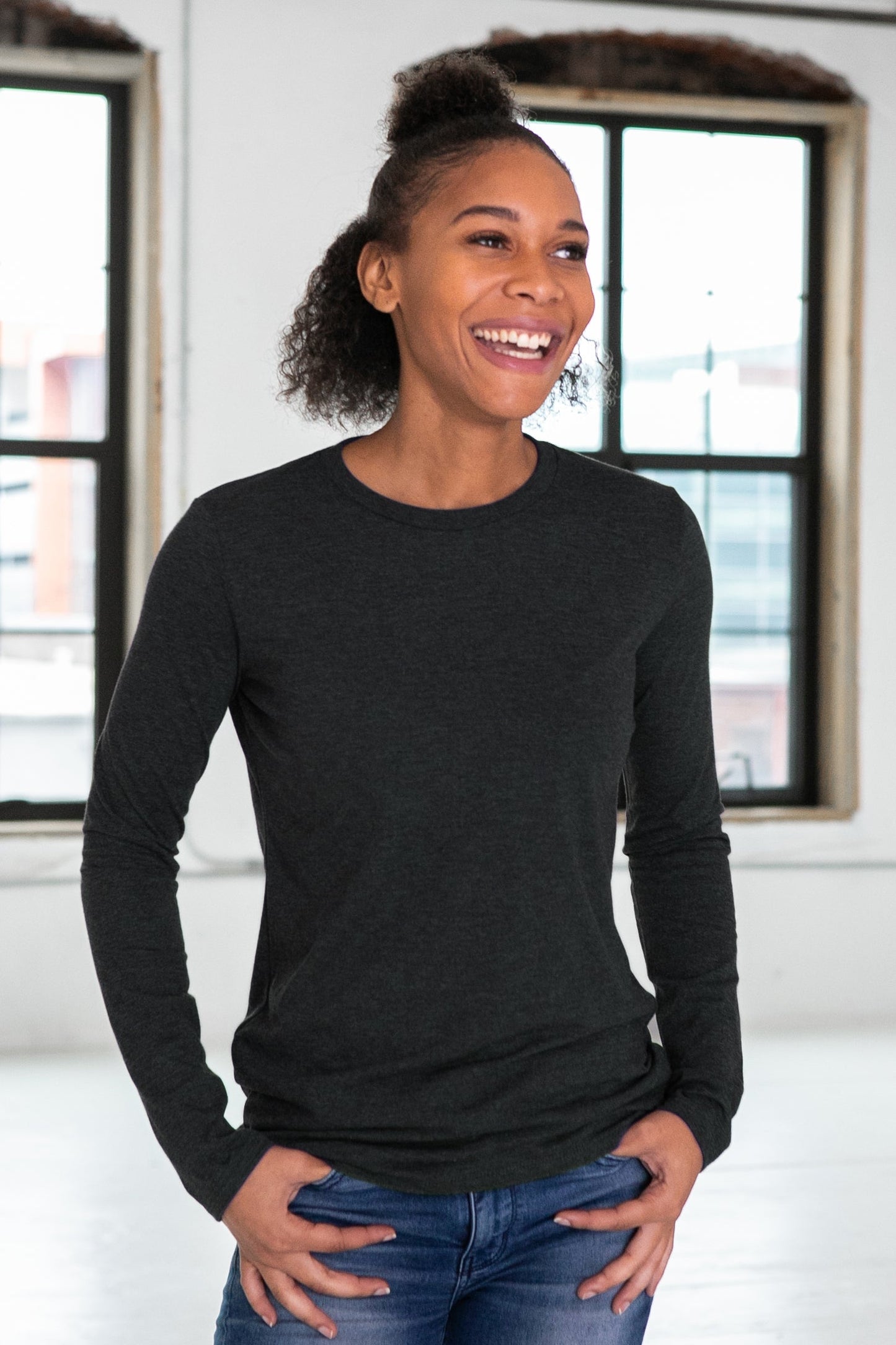 Ladies Eco-Triblend Long Sleeve Tee-Core Colors