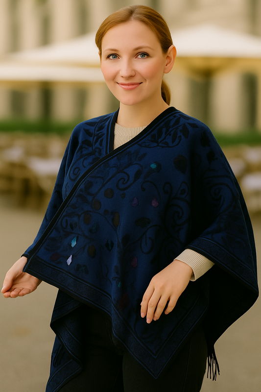 Reversible Floral Alpaca Ruana